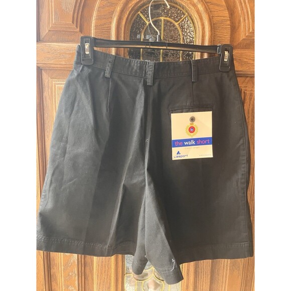 Vintage Liz Sport The Walk Short Size 12 Black NWT Pleated Pockets 100% Cotton - Picture 6 of 10